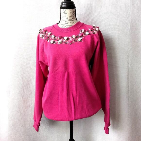 Festive Bright Pink LARGE Long Sleeve Sweatshirt - Picture 4 of 11